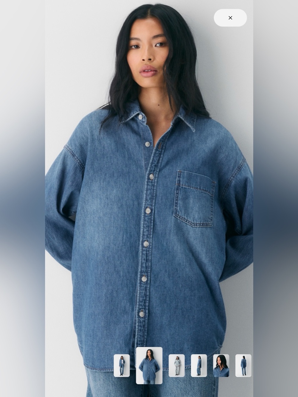 Aritzia Washed Blue Denim Button-Up Shirt